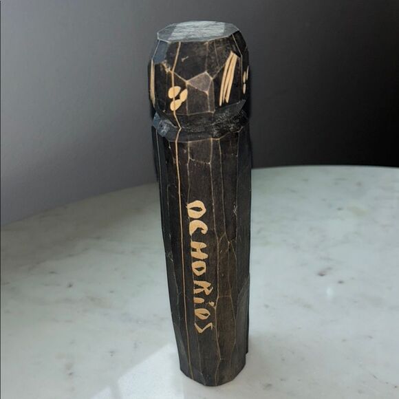 Vintage Handcrafted Black and Cream Wooden totem no problem sculpture - Picture 3 of 5